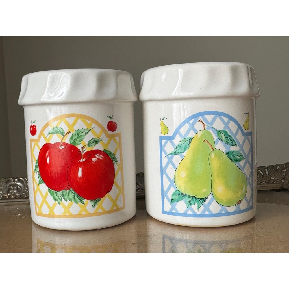 Vintage Himark Ceramic Salt and Pepper Shakers Set Fruit Jar Apple and Pear
